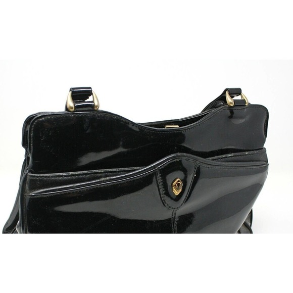 Vintage Almondo Originals Black Patent Leather Style Purse Handbag - Hey Viv - Picture 3 of 6